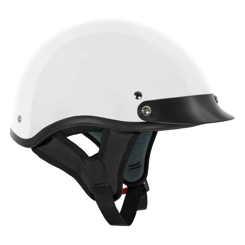 VCAN V502:24 Unisex-Adult Size Cruiser Gloss White Motorcycle Half Helmet (Large) - Image 2